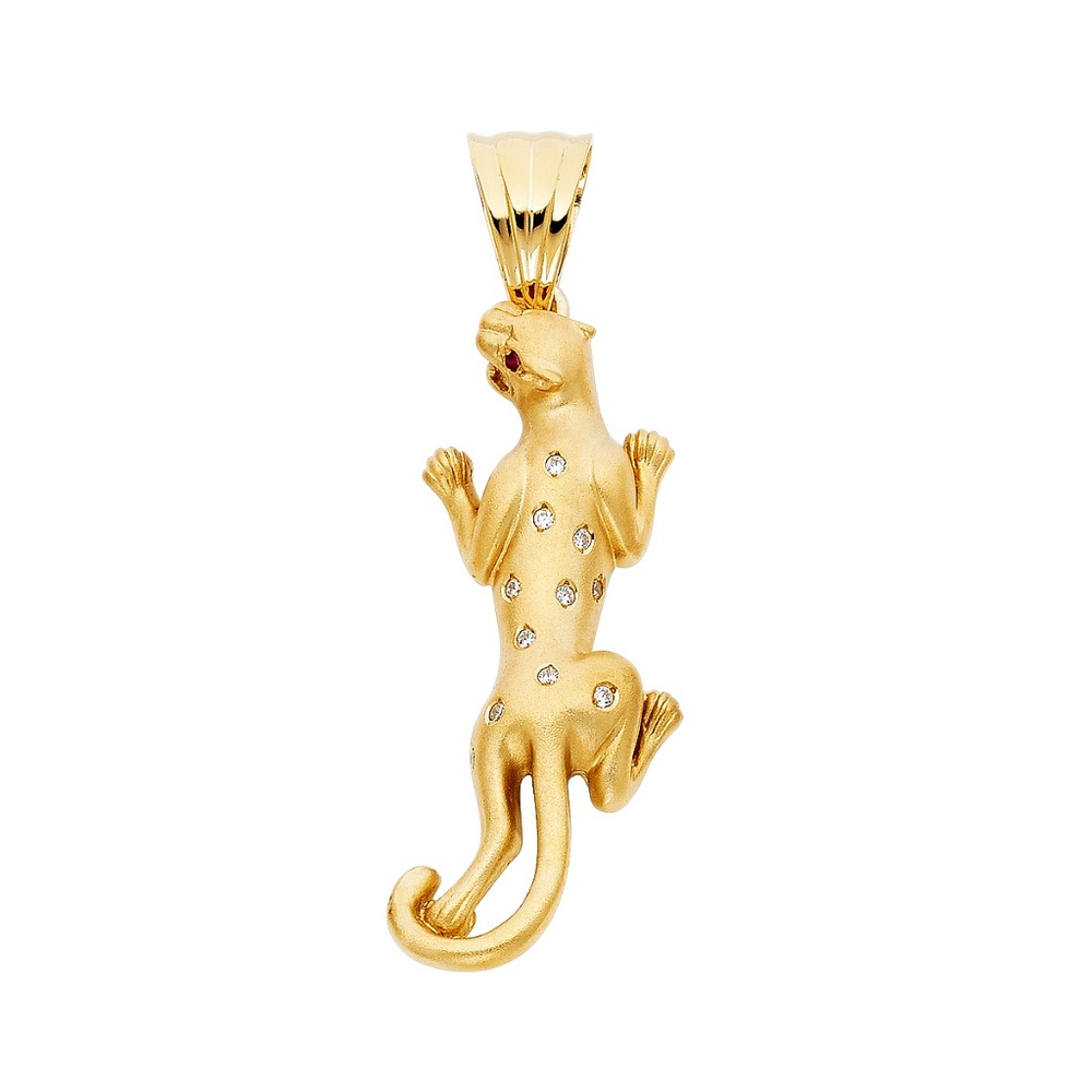 14K Yellow Gold CZ Puma Pendant